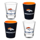 Denver Broncos 4-Piece Ceramic and Glass 2oz. Cup Set