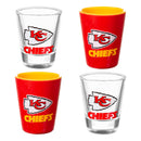 Kansas City Chiefs 4-Piece Ceramic and Glass 2oz. Cup Set
