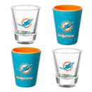 Miami Dolphins 4-Piece Ceramic and Glass 2oz. Cup Set