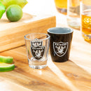 Las Vegas Raiders 4-Piece Ceramic and Glass 2oz. Cup Set