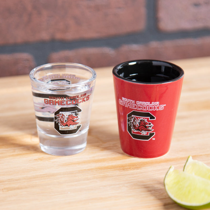 University of South Carolina 4-Piece Ceramic and Glass 2oz. Cup Set