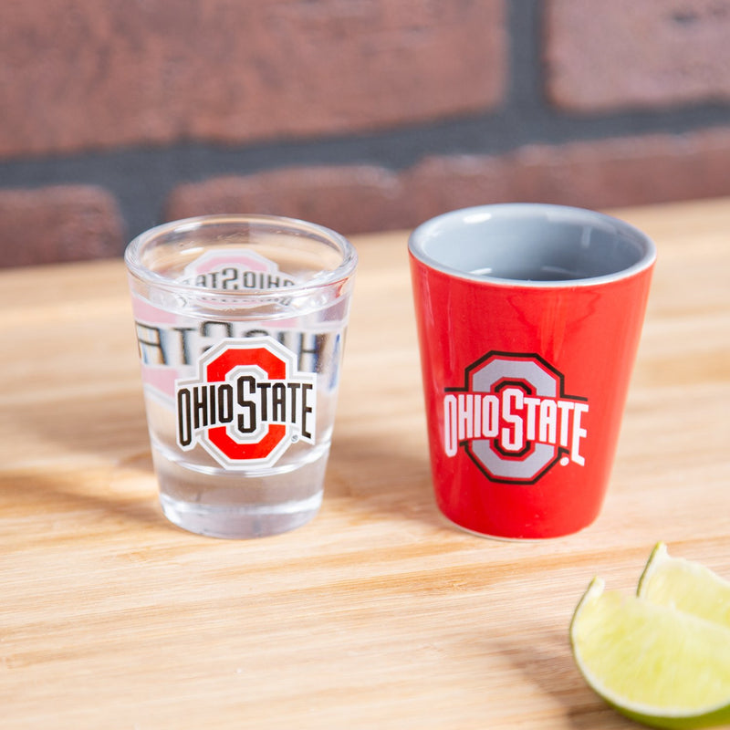 Ohio State University 4-Piece Ceramic and Glass 2oz. Cup Set