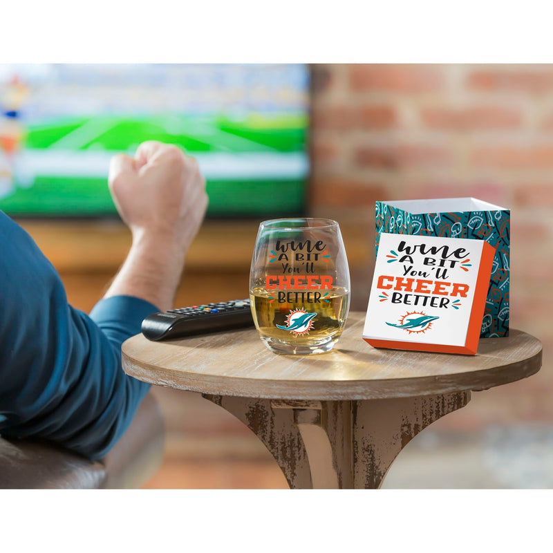 Miami Dolphins, 17oz Boxed Stemless Wine