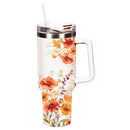 Autumn Watercolor Florals Trenta Cup, Double Wall Stainless Steel w/ Straw, 30oz, Gift Box