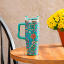 Geometric Tapestry Trenta Cup, Double Wall Stainless Steel w/ Straw, 30oz, Gift Box