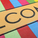 Multicolor Stripe Welcome Flocked Floor Mat