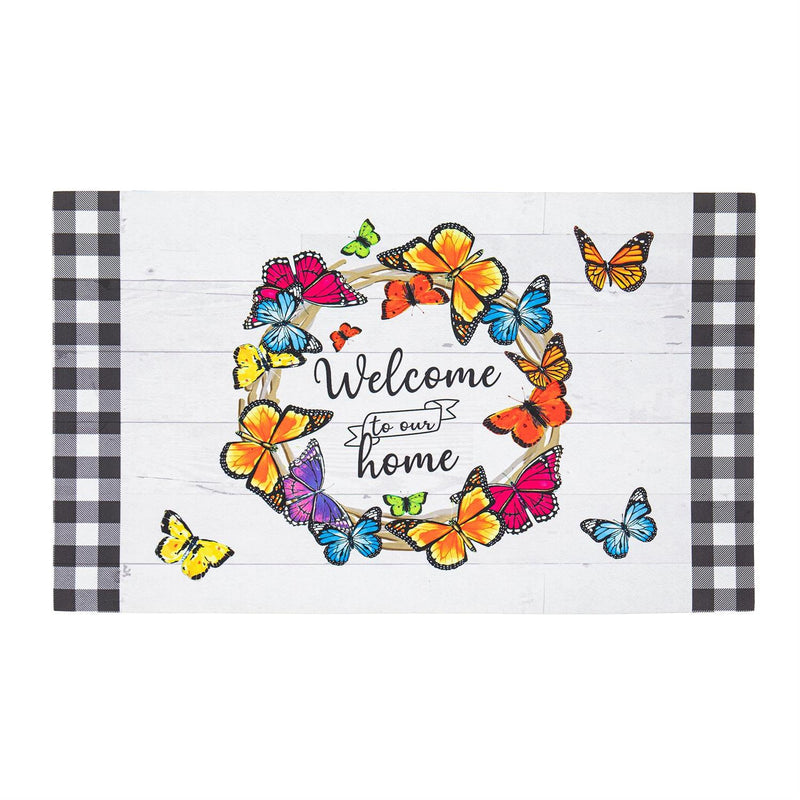 Butterfly Welcome Wreath Sassafras Estate Switch Mat