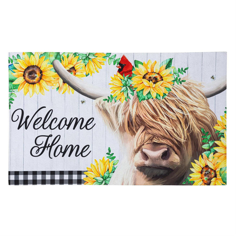 Floral Highland Cow Sassafras Estate Mat
