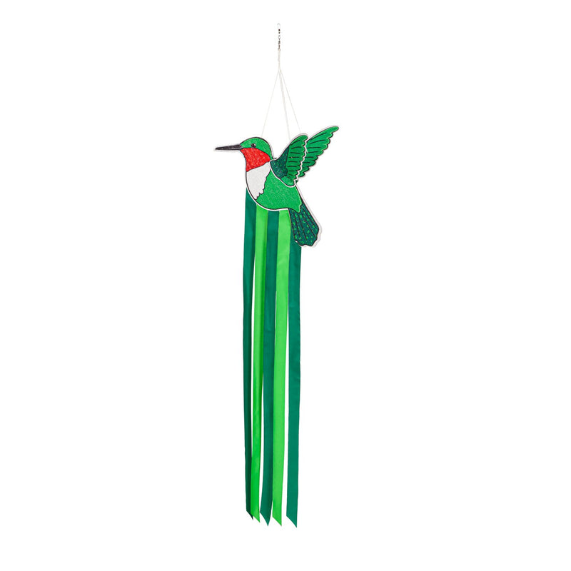 Evergreen Wind,3D Hummingbird Shaped Fabric Wind Spinner,12x0.1x40 Inches