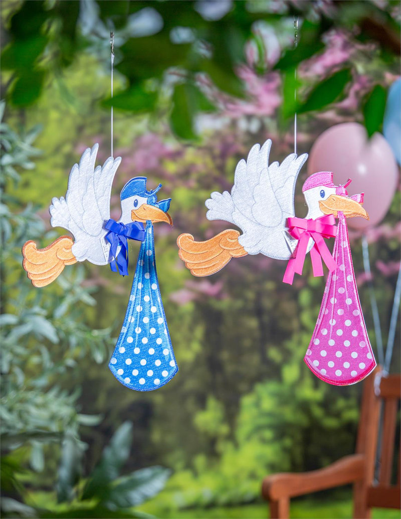 Stork with Special Delivery Shaped Wind Spinner, Girl