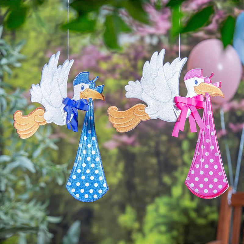 Stork with Special Delivery Shaped Wind Spinner, Boy