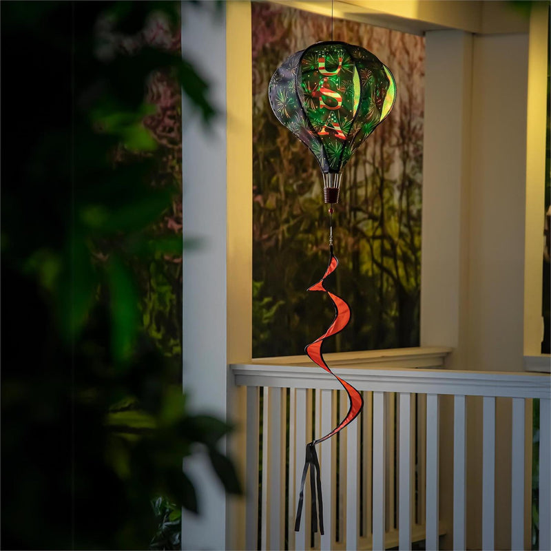 God Bless the USA Solar Lit Burlap Balloon Spinner