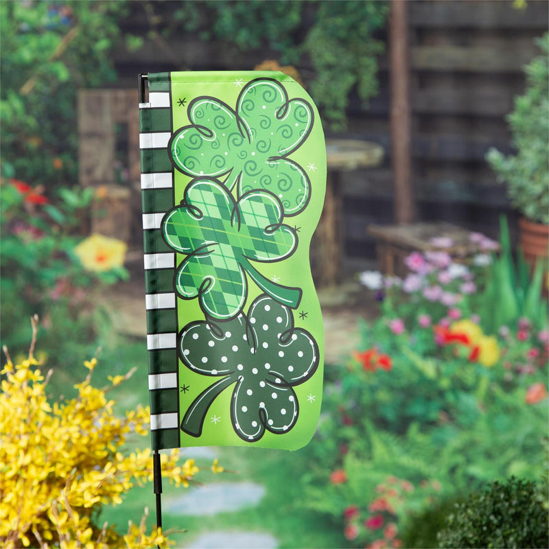 Happy St. Patrick's Day Shamrock Fabric Garden Stake