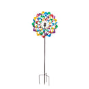 84"H Wind Powered Lighted Wind Spinner, Multicolor Flower,47m3026
