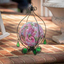 Garden of Wonder Metal Gazing Ball Hanging Holder with Blue Glass Tear Drops