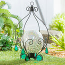 Garden of Wonder Metal Gazing Ball Hanging Holder with Blue Glass Tear Drops