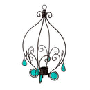 Garden of Wonder Metal Gazing Ball Hanging Holder with Blue Glass Tear Drops
