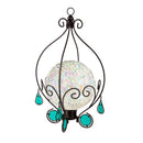 Garden of Wonder Metal Gazing Ball Hanging Holder with Blue Glass Tear Drops