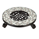 Round Mosaic Plant Caddy, White, 6 PCS