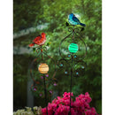 39"H Glow in the Dark Garden Stake, Glass and Metal Blue Bird and Cardinal, 2 Asst, 12pc CDU