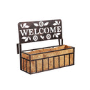 Oil Rubbed Bronze Railing Planter with Topper, Welcome