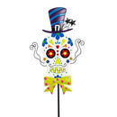 40"H Glow in the Dark Garden Stake, Colorful Skulls, 2 Asst