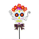 40"H Glow in the Dark Garden Stake, Colorful Skulls, 2 Asst