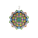 12" 3D Optical Illusion Hanging Metal Spinner, Mandala Flower