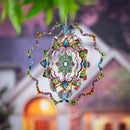 12" 3D Optical Illusion Hanging Metal Spinner, Mandala Flower