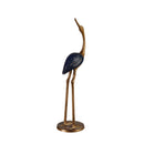 Midnight Blue and Golden Metal Cranes Statuary, Set of 2