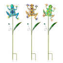 36" Talavera Frog Garden Stake, 3 Asst, 4 of Each, 12 Piece CDU