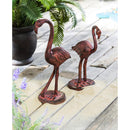 Distressed Pink Flamingo Garden Statuary, Set of 2