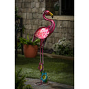 Metal and Glass Flamingo Solar Garden Statuary