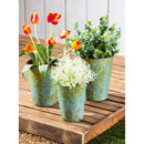 Set of 3 Nested Metal Planter with Leaf Embossing