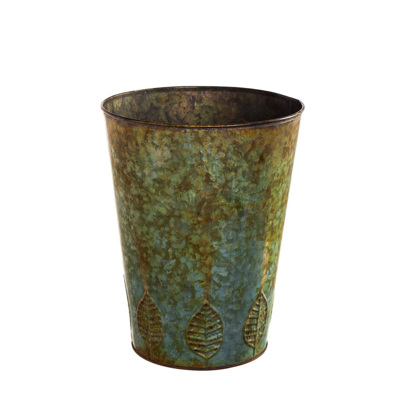 Set of 3 Nested Metal Planter with Leaf Embossing