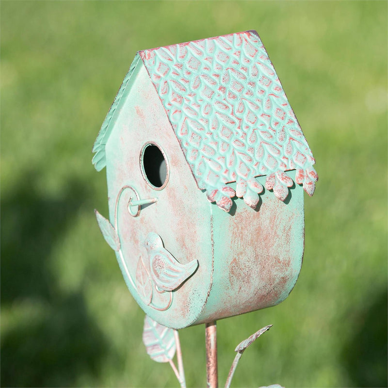 What She Shed Garden Stake, Birdhouse Green Patina Finished, 36", Asst of 3