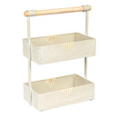 2-Tiered Metal Tray with Wooden Handle