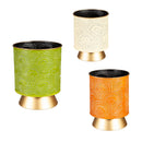 Multi-Color Metal Planters with Gold Base, Nested Set of 3