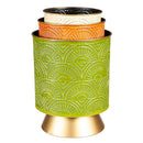 Multi-Color Metal Planters with Gold Base, Nested Set of 3