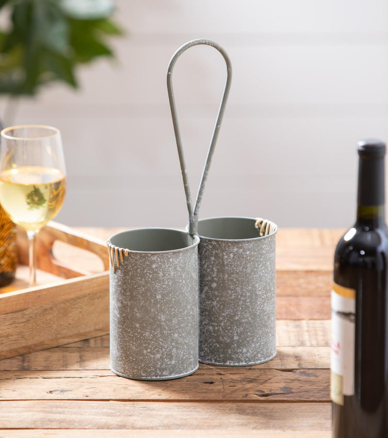 Rustic Metal Wine Holder with Hook