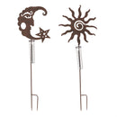 39"H Metal Rain Gauge Garden Stake, Sun and Moon