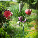 54"H Metal Statement Garden Stake, Blooming Peony