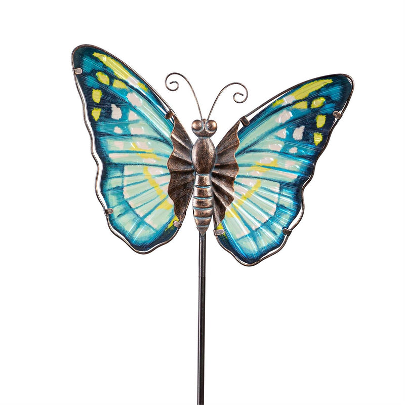 36"H Glass Garden Stake,  Butterfly