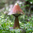 Evergreen Statuary,Terracotta Metal Mushroom Statuary,5x9x12.5 Inches