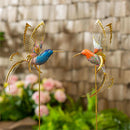 37"H Fluttering Hummingbird Metal Garden Stakes