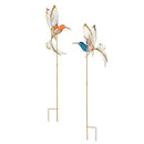 37"H Fluttering Hummingbird Metal Garden Stakes