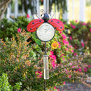 43"H Rain Gauge Thermometer Garden Stake, Lady Bug