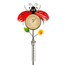 43"H Rain Gauge Thermometer Garden Stake, Lady Bug