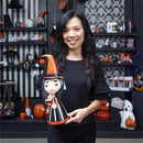 Metal Witch Statuary With Orange Hat