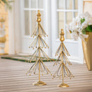Evergreen Statuary,Golden Metal Trees Statuary, Set of 2,9.06x9.06x24.02 Inches
